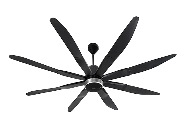 Quạt trần 8 cánh sải cánh cực lớn mang lại lưu lượng gió mạnh mẽ cho sảnh rộng