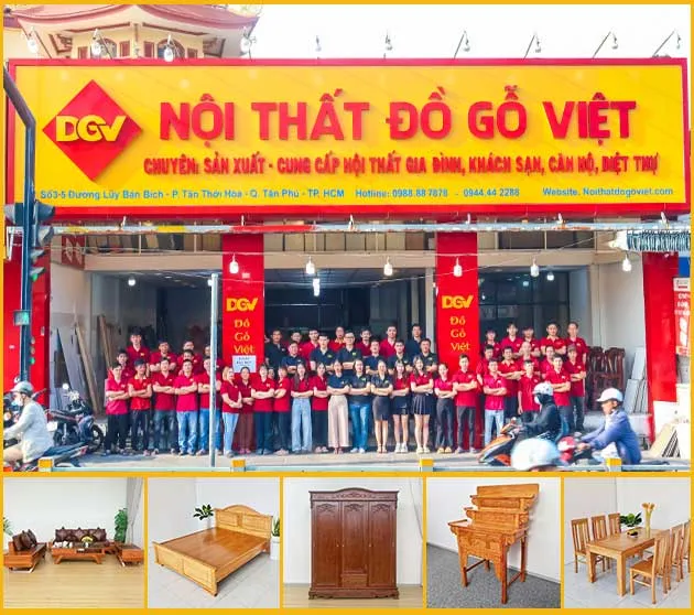 Mẫu thiết kế nội thất phòng khách hiện đại với bàn ghế gỗ tự nhiên tại showroom Benny Electronics