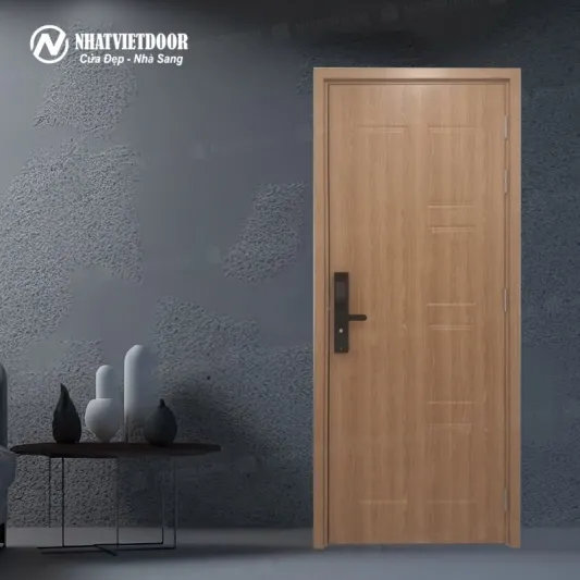 Mẫu cửa phòng ngủ giả gỗ Composite với thiết kế vân gỗ hiện đại và sang trọng