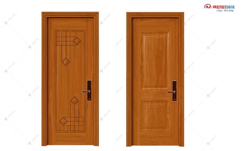 Mẫu cửa thép vân gỗ 1 cánh bền bỉ dùng cho phòng ngủ hiện đại