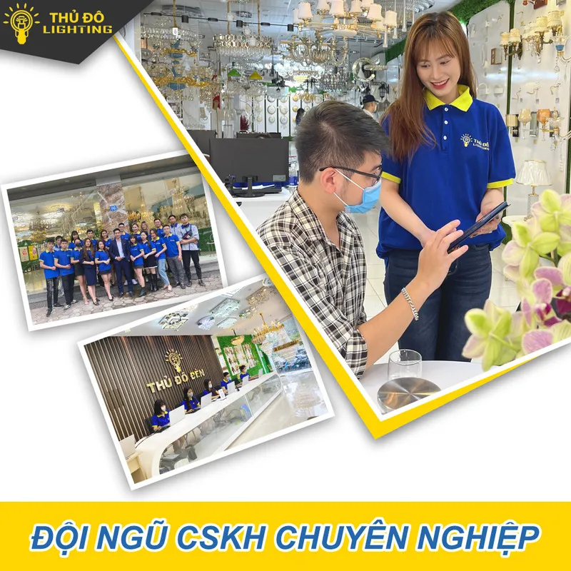 Mẫu đèn chùm tân cổ điển được lắp đặt hoàn thiện giúp nâng tầm không gian phòng thờ trang trọng