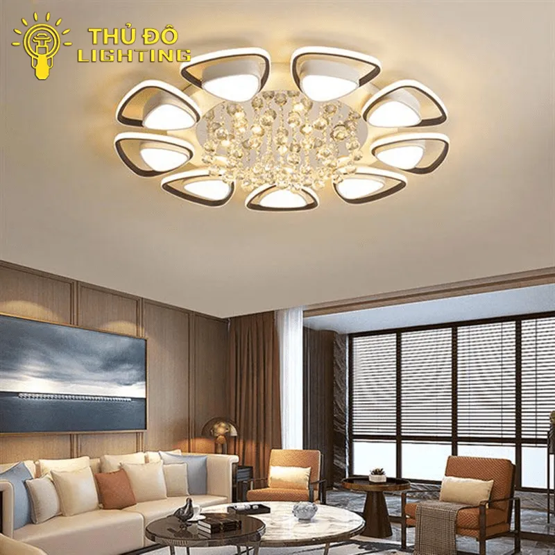 Đèn mâm hiện đại với khả năng thay đổi màu sắc ánh sáng qua remote tiện lợi