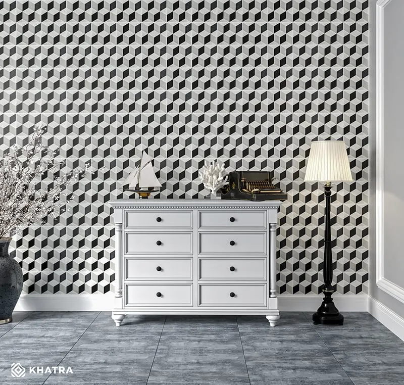 Mẫu gạch bông họa tiết cổ điển phối cùng gạch Granite màu trung tính