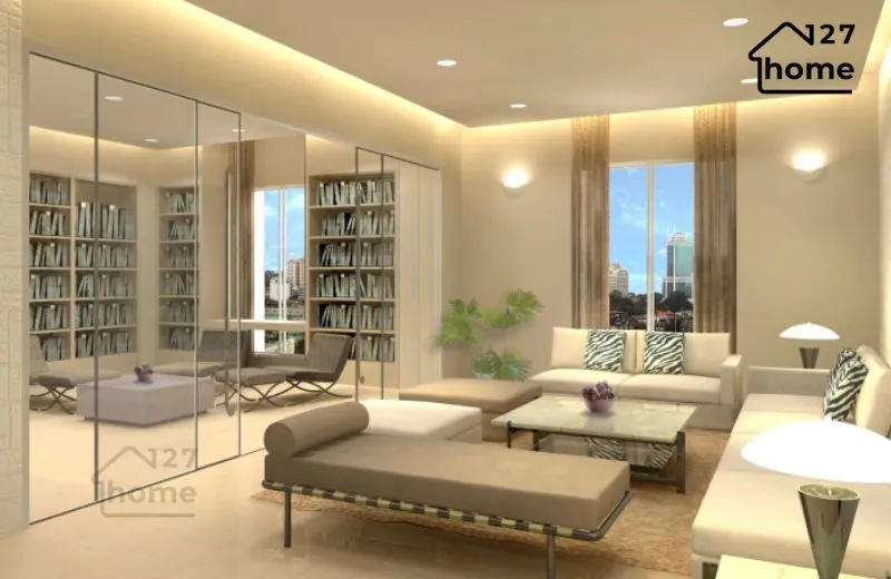 Kết hợp đèn viền cho phòng khách rộng để ánh sáng đồng đều và đẹp mắt