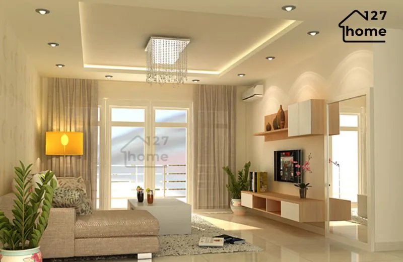 Việc tính toán số lượng để bố trí đèn LED âm trần phòng khách cần dựa trên diện tích phòng và hiệu suất của đèn