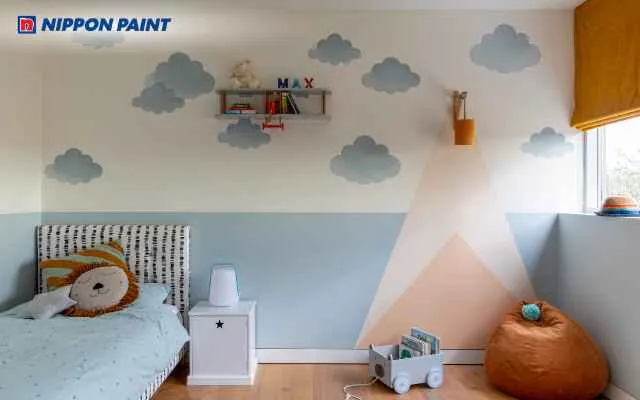 Căn phòng hài hòa giữa sắc xanh lá và chất liệu gỗ tự nhiên