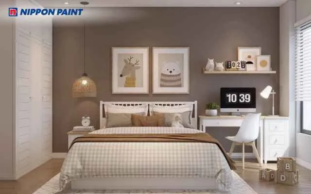 Không gian ngủ yên bình với tông màu trung tính giúp trẻ ngủ ngon giấc