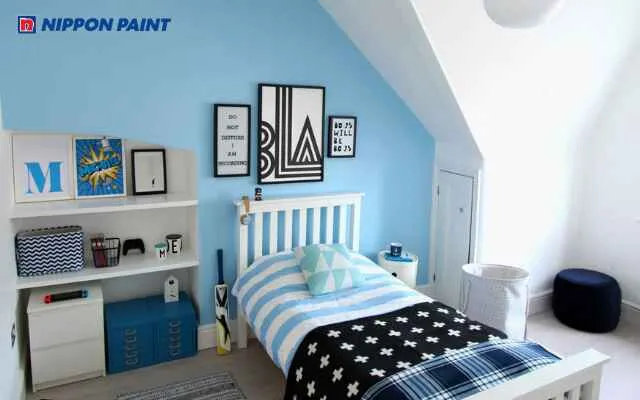 Màu ghi sáng mang lại vẻ đẹp nam tính và vững chãi cho căn phòng