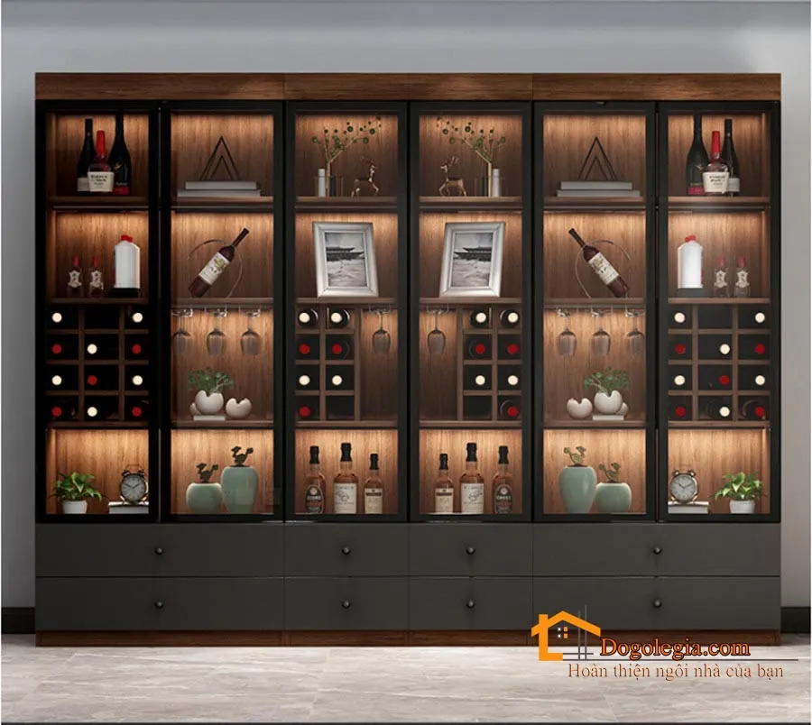 Mẫu tủ rượu phòng khách hiện đại bằng gỗ LG-TR009