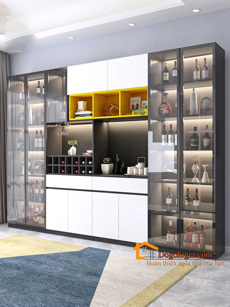 Mẫu tủ rượu gỗ công nghiệp phòng khách hiện đại LG-TR020
