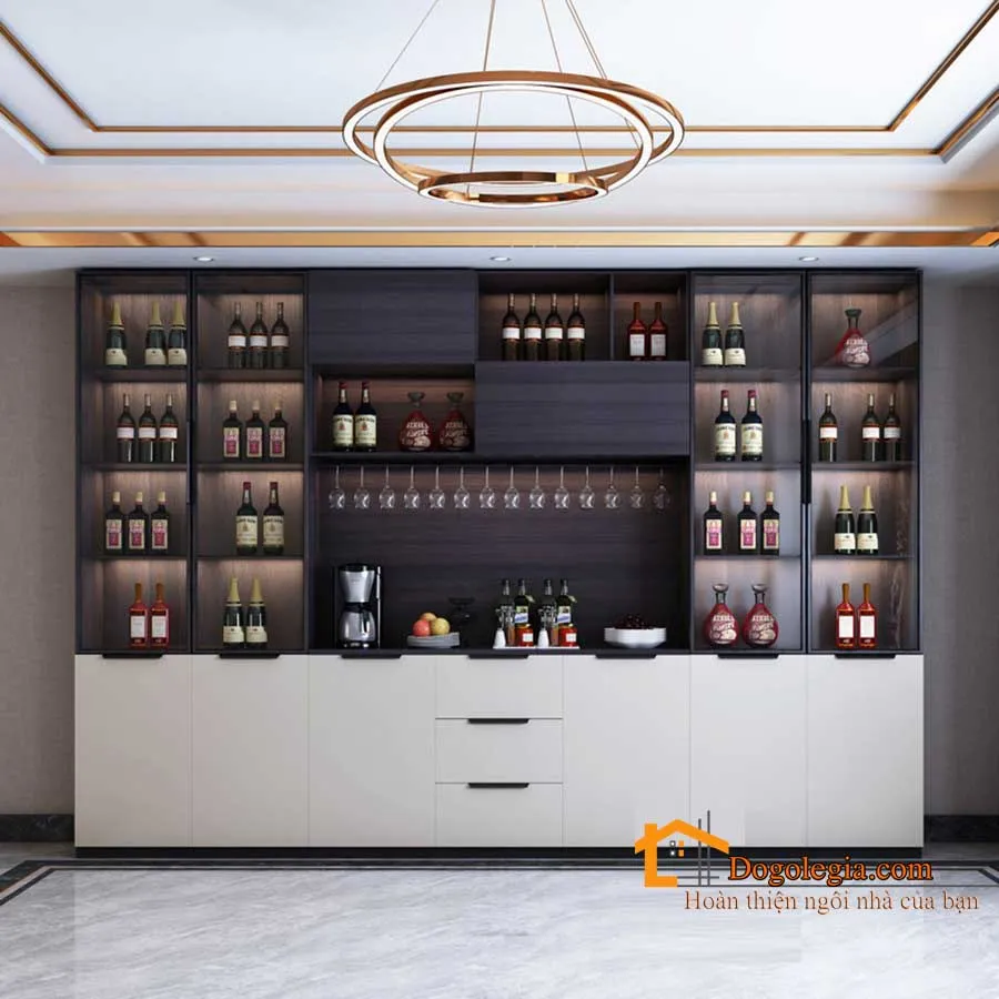 Mẫu tủ rượu gỗ công nghiệp phòng khách hiện đại LG-TR021