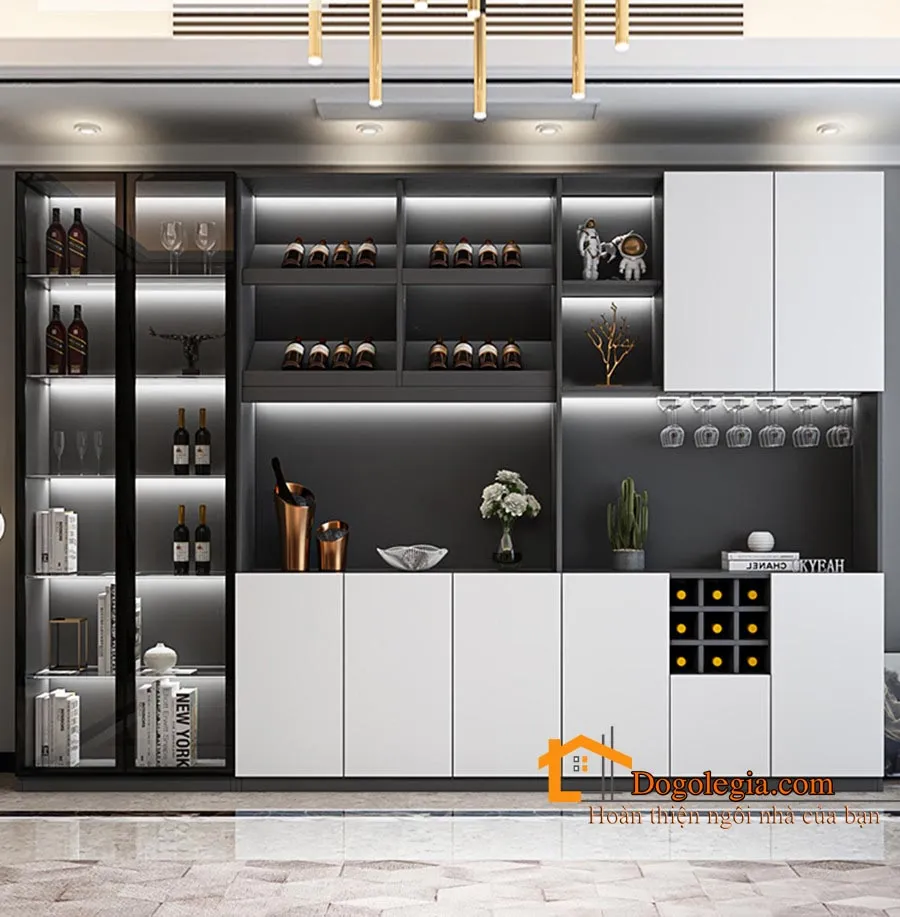 Mẫu tủ rượu gỗ công nghiệp phòng khách hiện đại LG-TR031