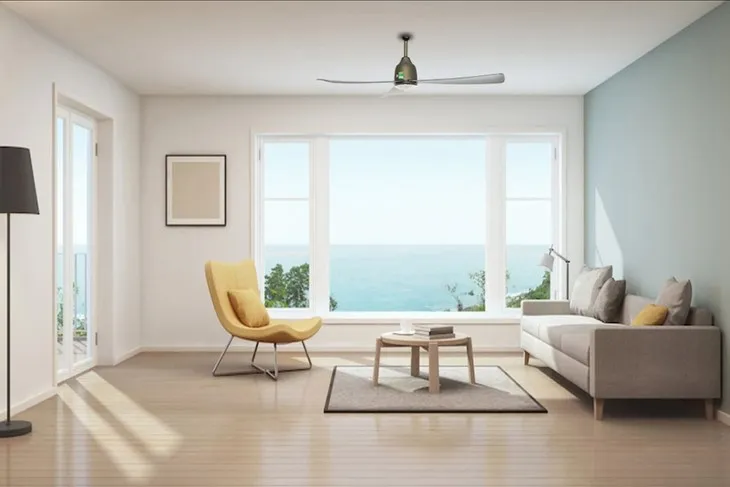 Mẫu quạt trần sát trần với kích thước nhỏ gọn phù hợp cho chung cư hiện đại