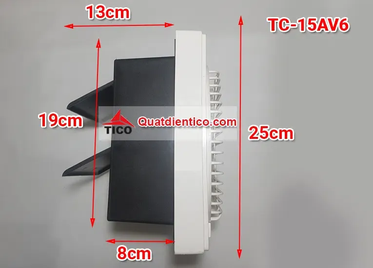 Sơ đồ chi tiết và thông số hình học của quạt hút mùi gắn tường Tico TC-15AV6