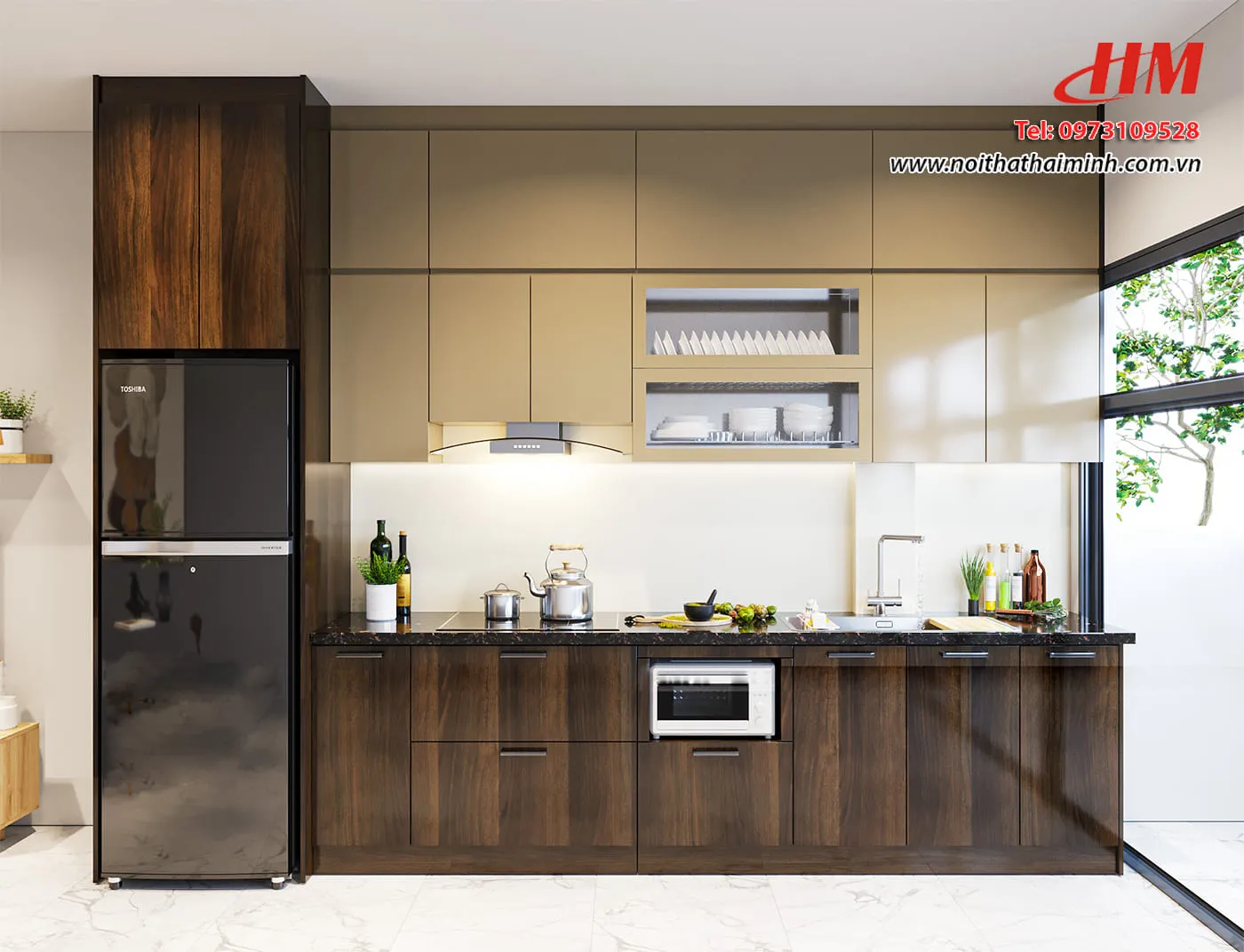 Hệ tủ bếp và tủ quần áo tích hợp giúp tiết kiệm không gian sinh hoạt