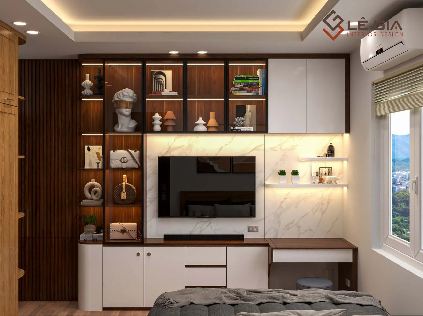 Kệ gỗ trang trí phòng khách đẹp LG-KG100