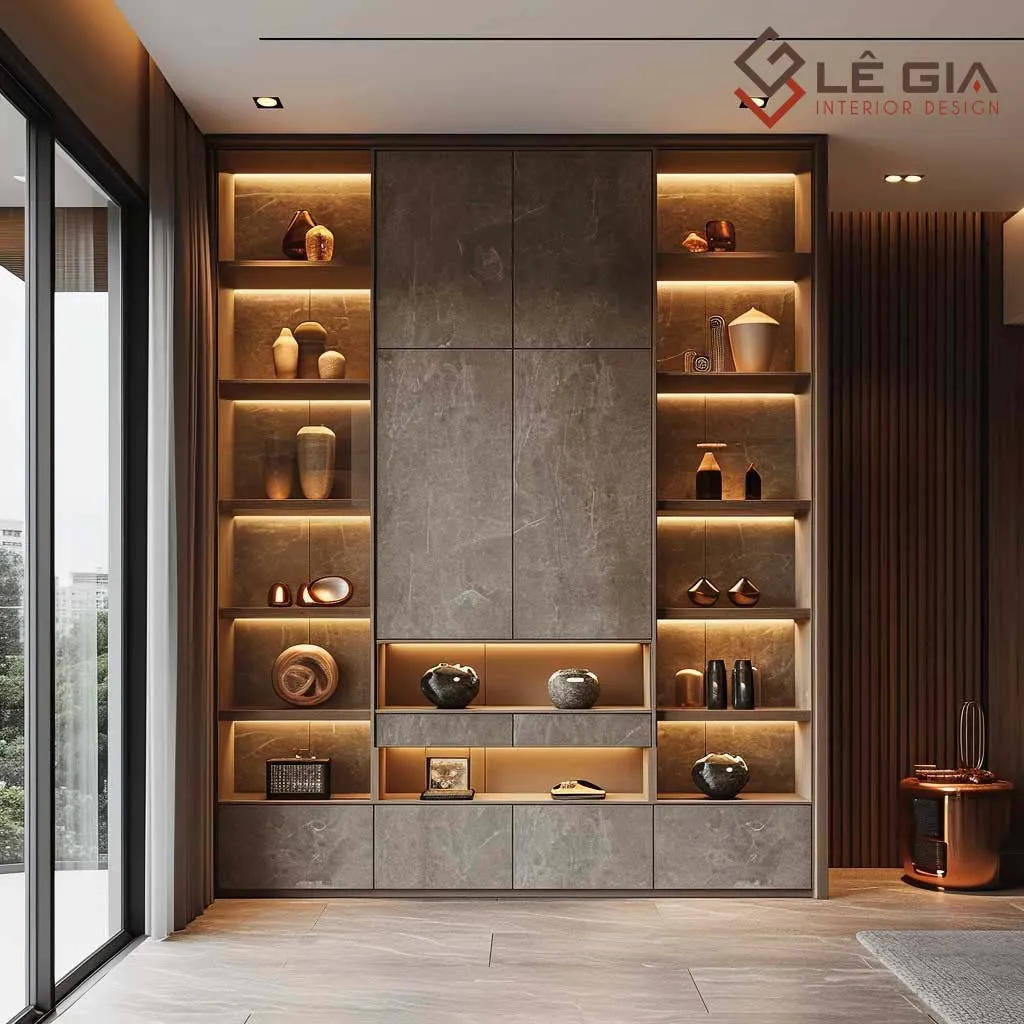 Kệ gỗ trang trí phòng khách đẹp LG-KG107