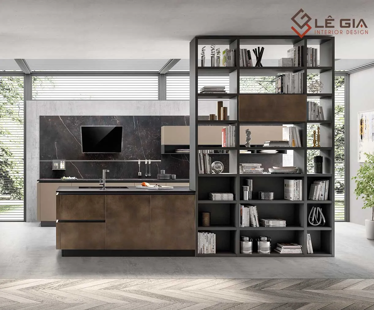 Kệ gỗ trang trí phòng khách đẹp LG-KG108