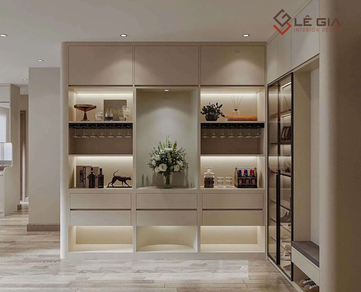 Tủ trang trí phòng khách hiện đại đẳng cấp LG-KG110